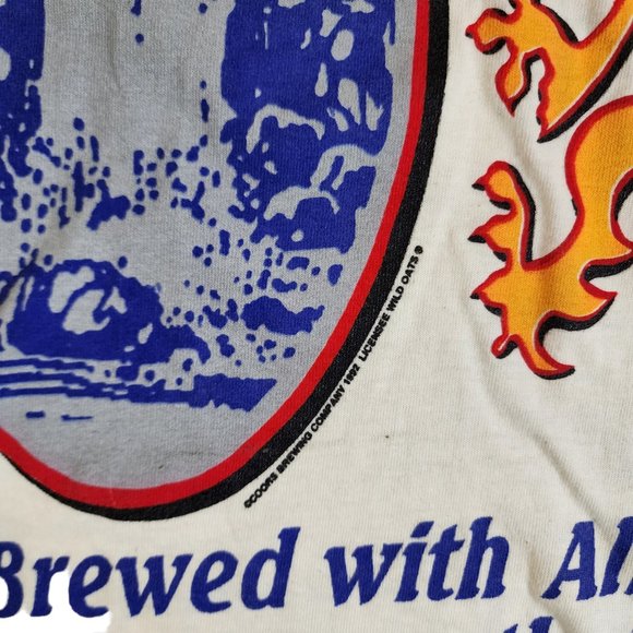 VINTAGE DS COORS T-SHIRT L FRONT AND BACK AOP - BEER LOGO SCRIPT - 1992 90'S - Picture 8 of 11